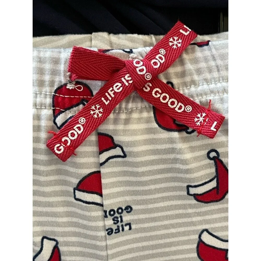 Life Is Good Kids Santa Dog Christmas PJ’s‎ Pajamas Size 6 Navy White